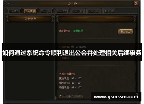 如何通过系统命令顺利退出公会并处理相关后续事务 如何通过系统命令顺利退出公会并处理相关后续事务